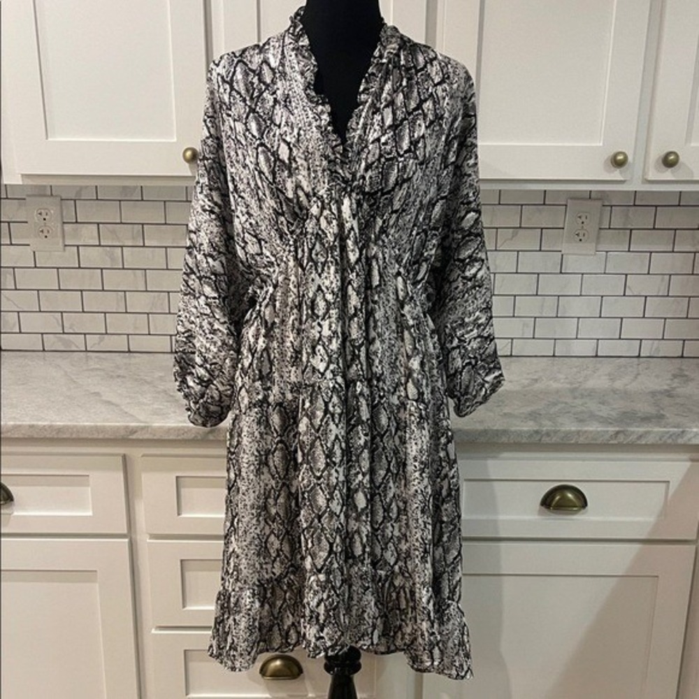 Oddi Dress Womens 3XL Black and White Snake Print Fit Flare New with Tags Boho